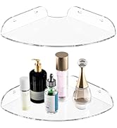 Sezanrpt 7x7 Inch Corner Shelf Wall Mount Set of 2, Acrylic Corner Floating Shelves, Clear Corner...