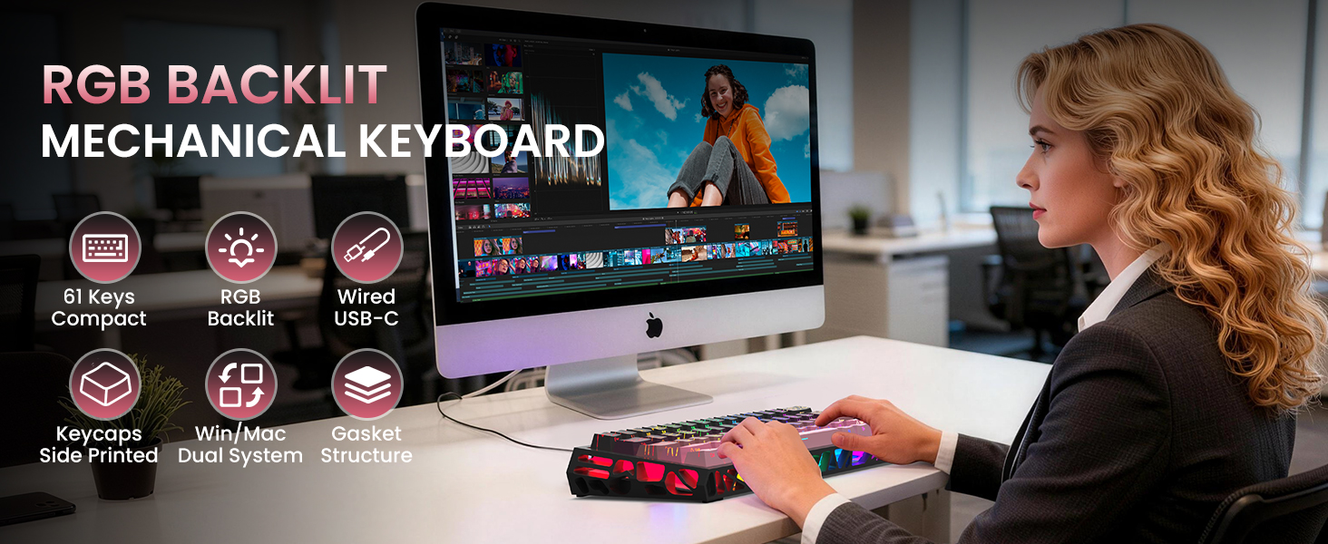 mechanical gaming keyboard wireless backlit keyboard hot swappable highground teclado gamer
