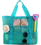 ASBEFORE Mesh Beach Bag Shower Caddy for Dorm Room Essentials, Portable 9-Pockets Large Hanging S...