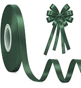 30Yards 3/8In Thin Dark Green Ribbon for Gift Wrapping St. Patrick's Day | Silky Glossy, Wear Res...
