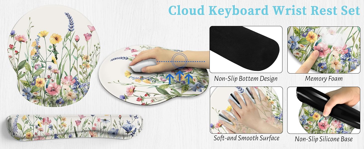 Keyboard Mat Ergonomic Mouse Pad With Wrist Rest Set