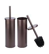 JS Jackson Supplies Sleek Toilet Brush and Holder with Metal Handle - Bronze, Pack of 2