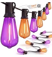 GOOTHY LED Outdoor Halloween Orange and Purple String Lights 10Ft Halloween Decorations Lights wi...