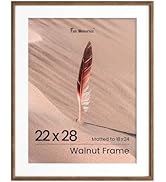 22x28 Poster Frame, Solid Oak Wood 22x28 Frame Matted to 18x24, 22
