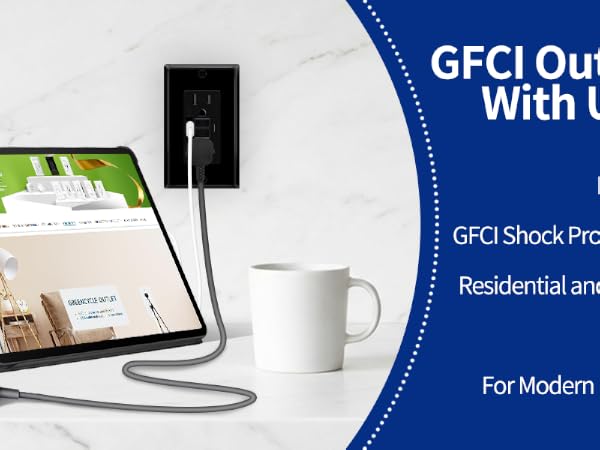 black gfci usb c outlet