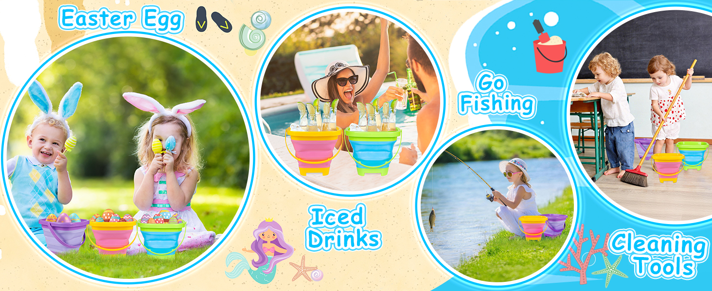 collapsible beach buckets