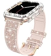 Goton Bling Silicone Band Case for Apple Watch 45mm 44mm 41mm 40mm 38mm with Edge Protector Cover...
