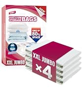 TAILI 4 Pack Vacuum Storage Bags for Comforter and Blankets, XXL Jumbo Vacuum Seal Bags for Beddi...