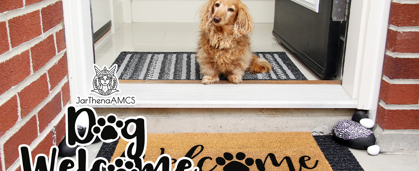 Dog Welcome Natural Coir Doormat