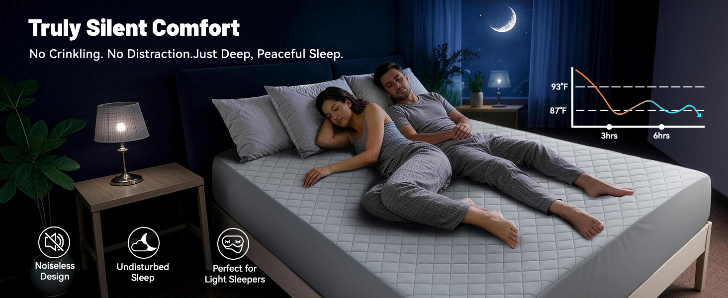 Cooling Mattress Pad for Hot Sleepers Noiseless Mattress Protector