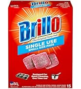 Brillo Single Use Steel Wool Soap Pads, Smaller Size Original Red Scent, 15 Count (Singles, 15 Co...