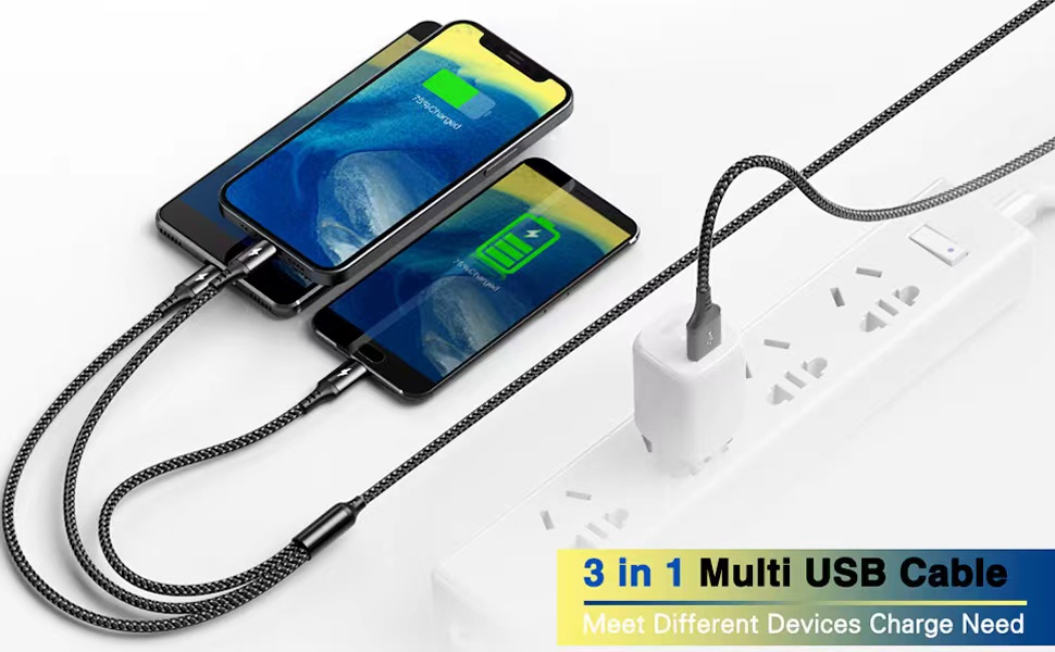 3 in 1 multi charging cable multi charger cable multi phone charge multi usb cable charging cord