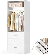 Besiost Freestanding 2FT Closet System with 3 Wood Drawers, 24" Closet Organizer System with Hang...