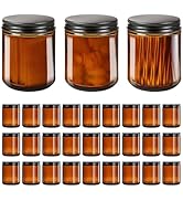 GIVAMEIHF 8oz Amber Glass Jars with Lids (30 Pack) - Empty Candle Jars for making candles,Cosmeti...