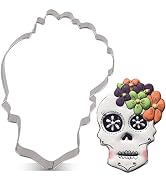 LILIAO Halloween Skull with Flowers Cookie Cutter - 3.4 x 4.6 inches - Stainless Steel - By Janka