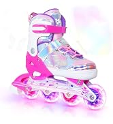 Nattork Kids Inline Skates Butterfly and Flower for Boys Girls Kids, 4 Sizes Adjustable Quad Skat...