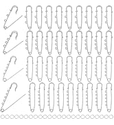 PH PandaHall 40pcs Safety Pins with Loops Heavy Duty Safety Pins for Charms, Metal Brooch Pin wit...