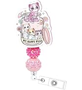 Happy Pills Cats Badge Reel - Cosmisun Cats Lovers Badge Holder with Alligator Clip Mental Health...