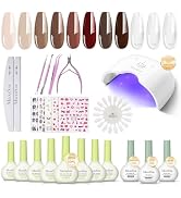 MelodySusie Gel Nail Kit with P-ART06G Cordless UV Lamp Rechargeable | LED UV Light Smart Sensor;...