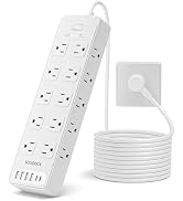 Solidock Power Strip Surge Protector Flat Plug with 20 AC Outlets 6 USB Chagring Ports, 1875W/15A...