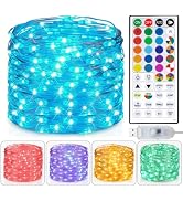 Fairy Lights USB Plug in 33ft 100LEDs with Remote, Warm White 20 Color Changing Light Twinkle Fir...