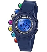 SOCICO Kids Digital Watches for Girls Boys, 7 Color Lights Waterproof Sport Outdoor Wristwatch wi...