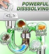 Drain Clog Remover Powder, 5 Pre-measured Packets Ultra Strength Drain Cleaner & Deodorizer, Drai...