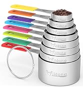 Wildone 8-Piece Measuring Cups Set, Stainless Steel Nesting Measuring Cups, Perfect for Dry and L...