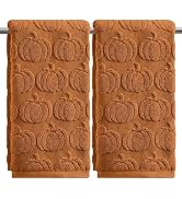Artoid Mode 2 Pcs Caramel 3D Pumpkin Jacquard Fall Hand Towels for Bathroom, 100% Cotton Soft Abs...