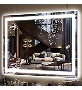 FENNIO Large Vanity Mirror with Lights,38" x 28" LED Makeup Mirror,Hollywood Mirror with 3 Color ...