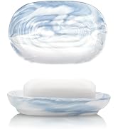 Aenfaiy Elegant Ceramic Soap Dish for Shower with Unique Marble Texture, Decorative Bar Soap Hold...