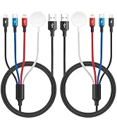 Upgraded Multi Charging Cable 3.5A,6Ft 4 in 1 Braided Multi Fast Charging Cord with Lightning/Typ...