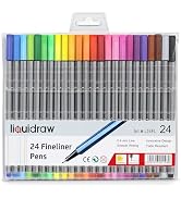 Liquidraw Fineliner Pens, Set of 24 Fine Point Pen 0.4mm Colored Pens Set, Fineliners Coloring Pe...