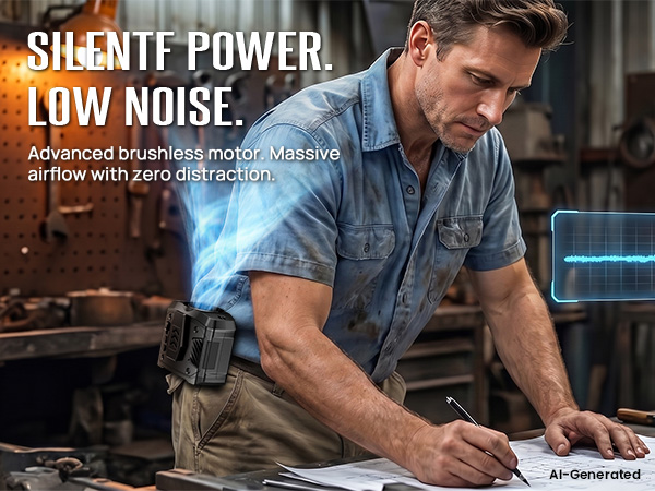 Quiet brushless fan belt clip keeps strong airflow with low noise during focused work