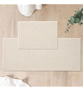 FRESHMINT Chenille Bathroom Rugs Sets 2 Piece 17"x24"+20"x47", Non-Slip Bath Mats Set for Bathroo...