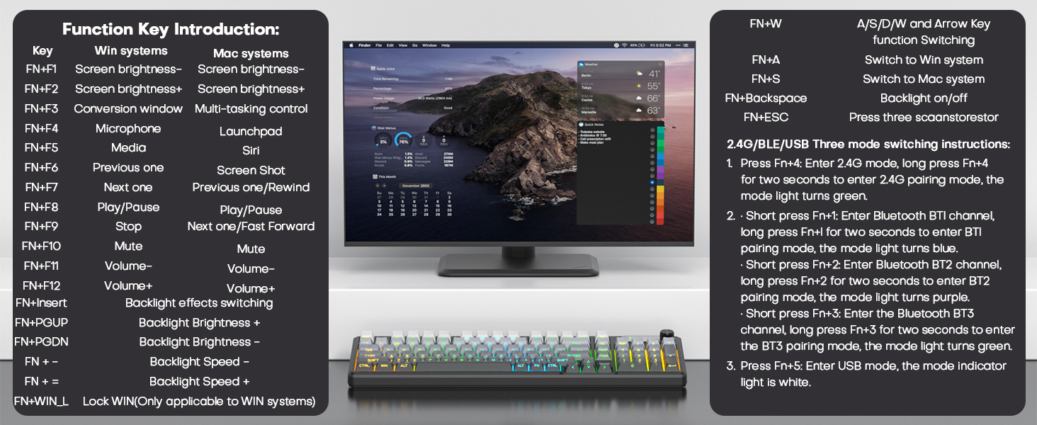 Tri-Mode Wireless keyboard