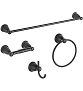 BGL 4-Piece Bathroom Accessory Set Matte Black Bathroom Hardware Set 24 Inches Adjustable Towel B...
