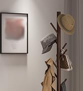 Coat Rack Freestanding, Coat Stands Entryway, Bamboo Coat Rack Hat Hanger 8 Hook for Jacket, Purs...