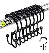 12PCS Shower Curtain Hooks Rings for Bathroom, Stainless Steel Metal Rust Resistant Balance Slidi...