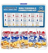 LIDUOLE 14Sizes Ring Terminal Kit #4#8#10 1/4 5/16 Ring Terminals 22-16 16-14 12-10 AWG Insulated...