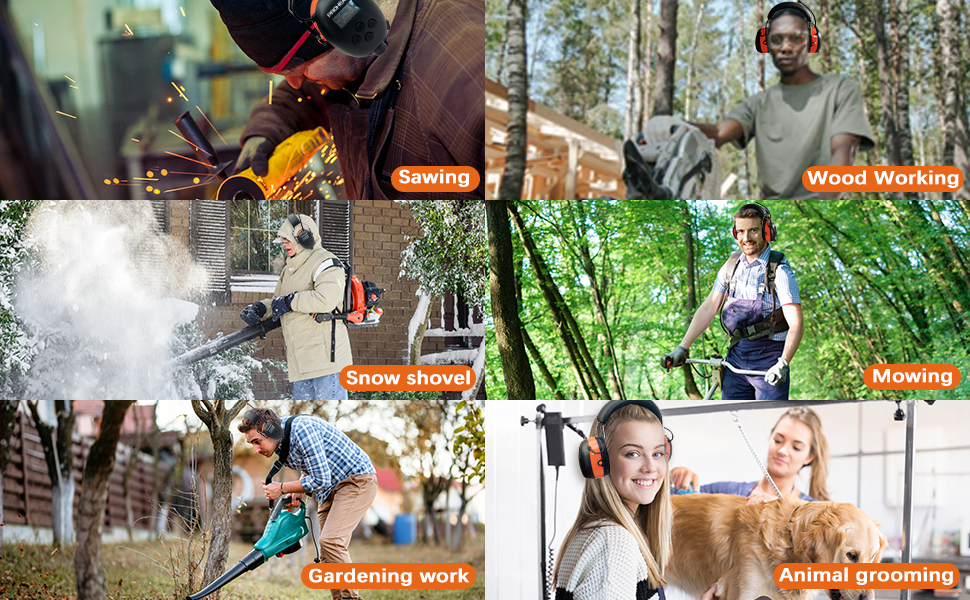 Safety Earmuffs for Mowing, Wood Working, Sawing