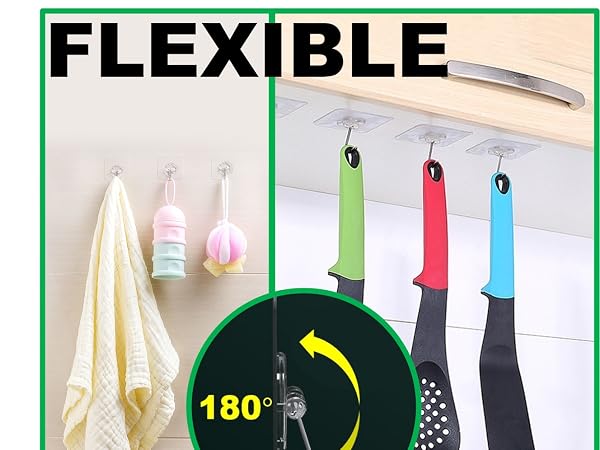 Flexible adhesive hooks