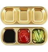 DOITOOL 2 Pcs Stainless Steel Sauce Dish, Divided Seasoning Dipping Bowls Soy Sauce Dishes for Su...