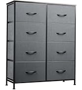 WLIVE Fabric Dresser for Bedroom, Tall Dresser with 8 Drawers, Storage Tower with Fabric Bins, Do...