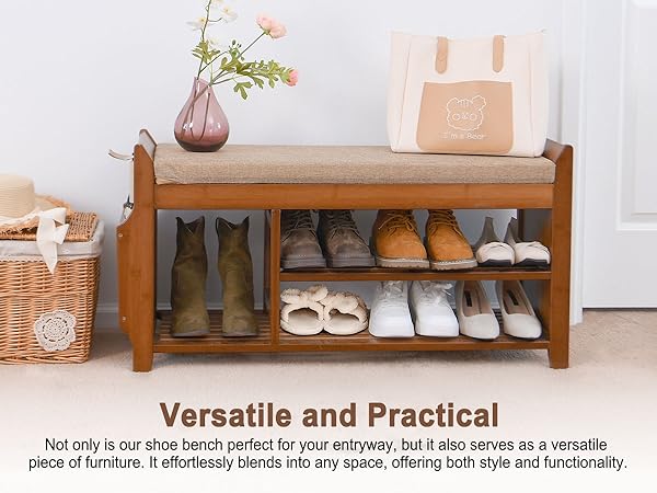 shoe bench in the entryway
