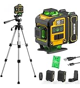 Laser Level with Tripod, Alloyman 4x360° Self Leveling Laser Level, Green Line Laser 4D Laser Lev...