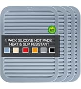 4 PCS Silicone Trivet for Hot Dishes, Silicone Hot Pads Trivets Mat for Hot Pots and Pans, Heat R...