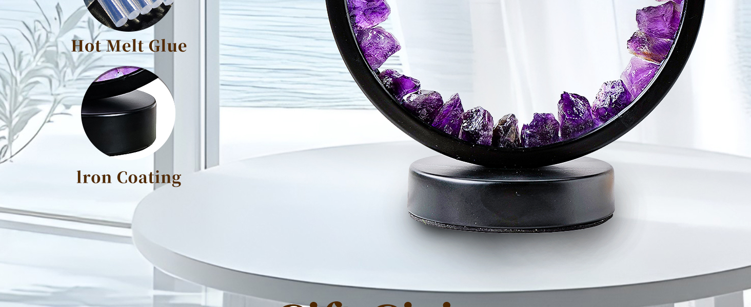Raw Amethyst Round Table Lamp