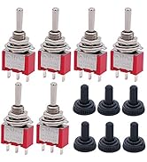 Twidec/6Pcs Mini Momentary Toggle Switch SPDT 3 Position 3 Pins (0N)-Off-(ON) Miniature Toggle Sw...