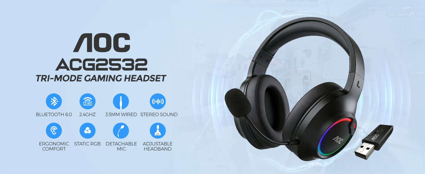 aoc tri-mode gaming headset